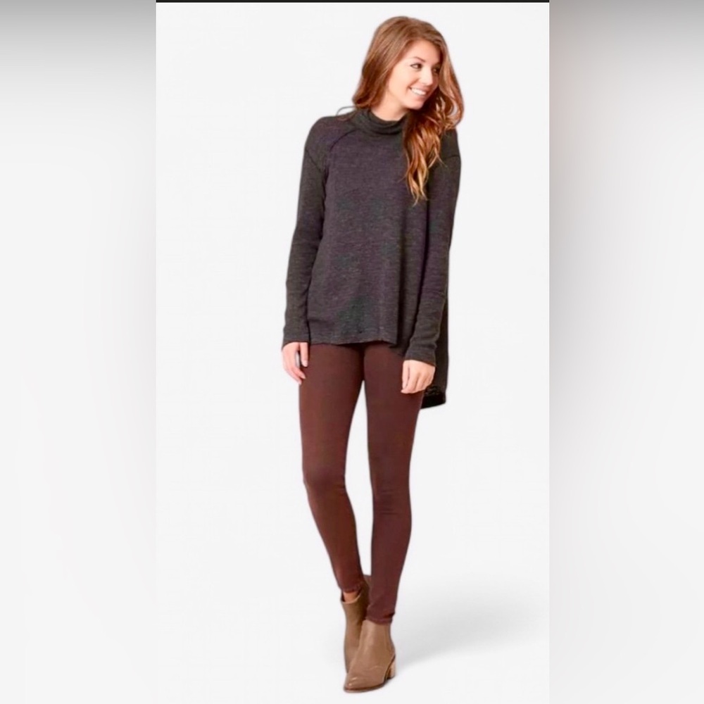We The Free Split Back Turtleneck Top XL Oversized Slouchy Tunic Boho